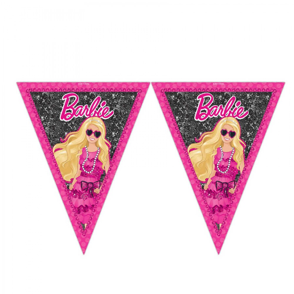 Barbie Lisanslı Üçgen Bayrak Afiş